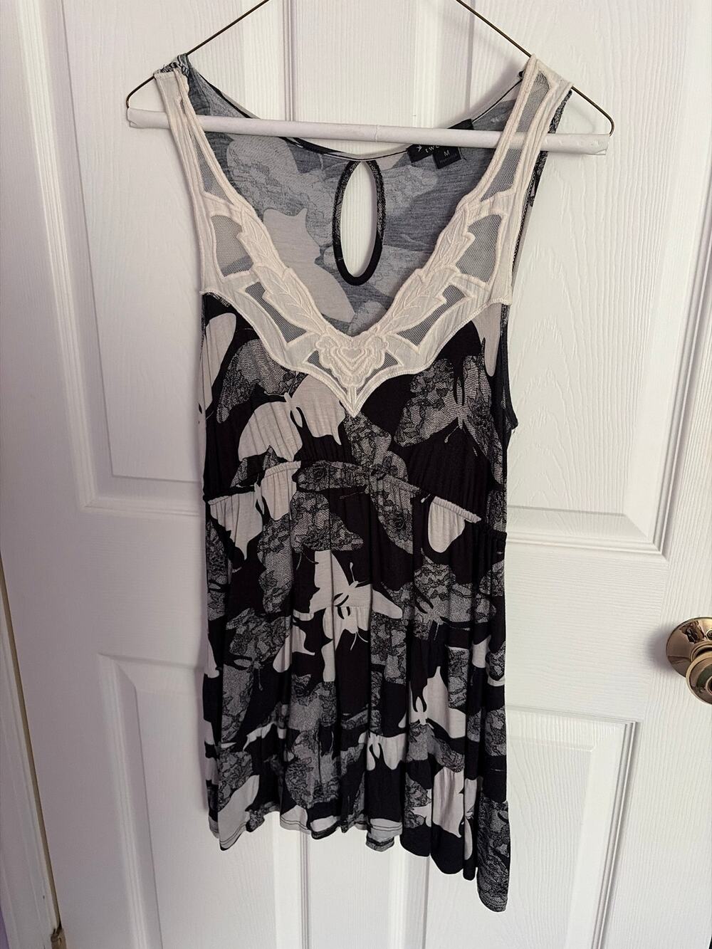 Vintage Forever 21 Y2K Butterfly Print Keyhole Sleeveless Mini Dress Medium